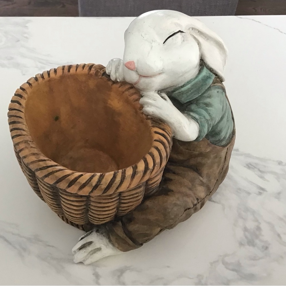 Rabbit Basket Figurine